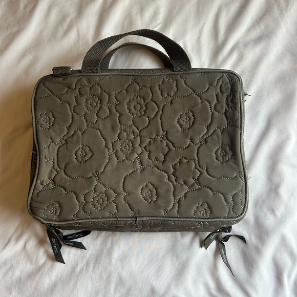 Thirty-One Travel Makeup Toiletry Bag – Brown Embroidered Flower Pattern - Picture 1 of 8